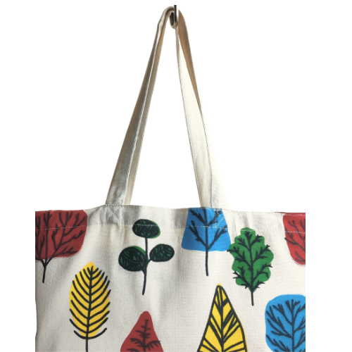 Attractive Red Houdstooth Printed Natural Body Tote Bag