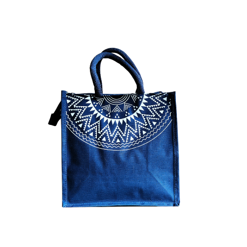 Attractive Red Houdstooth Printed Natural Body Jute Bag