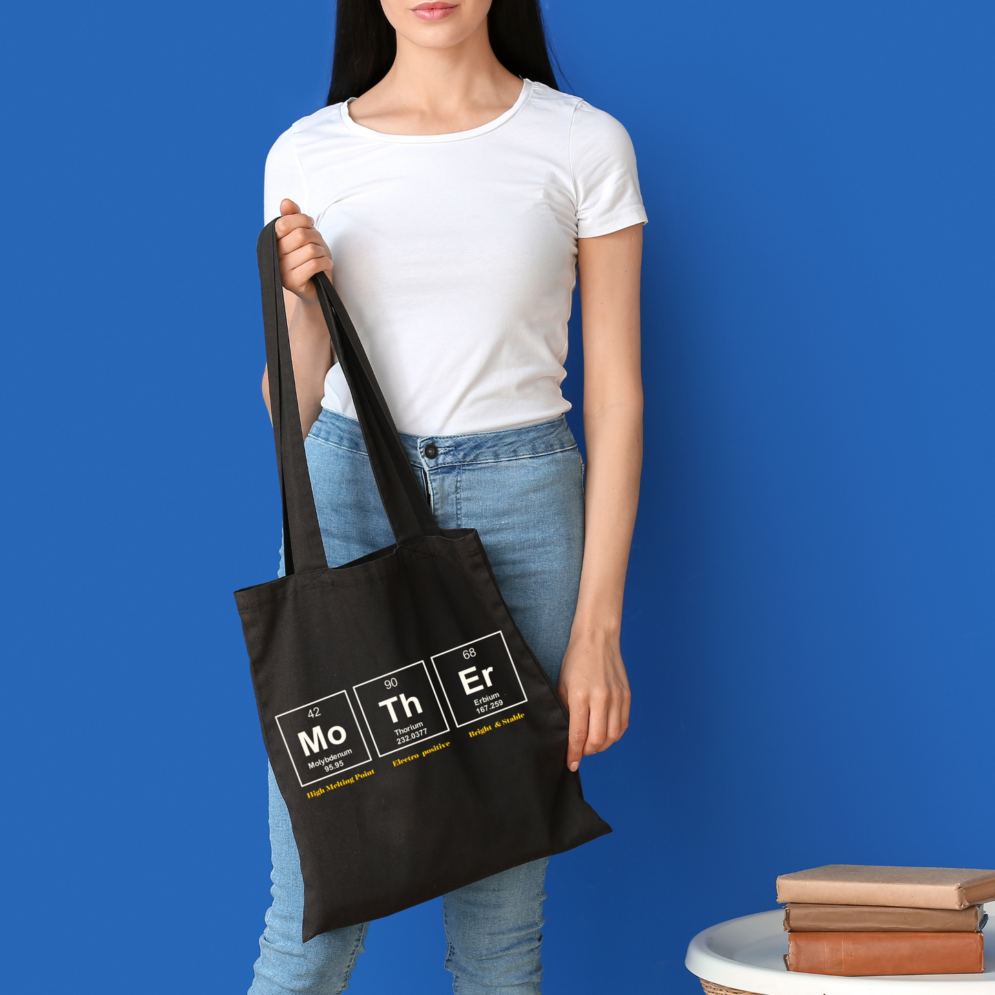Black Canvas Tote Bag: Mom Chemistry
