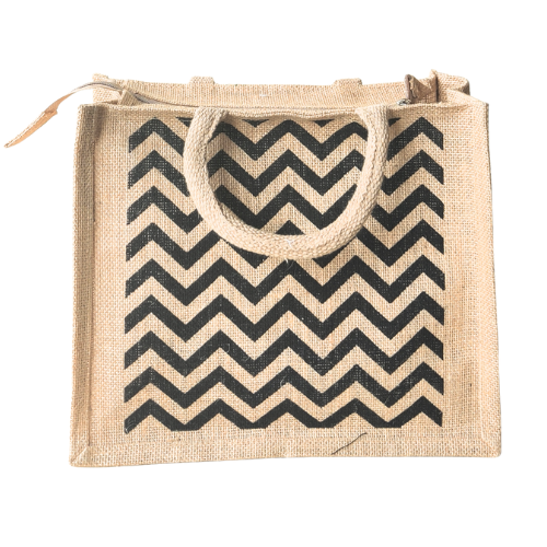 Stunning Teal Blue And White Combination Jute Bag With Yoga Pose Print