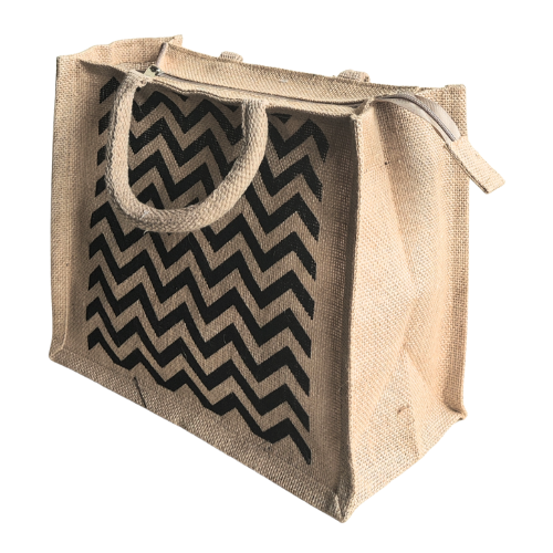 Stunning Teal Blue And White Combination Jute Bag With Yoga Pose Print