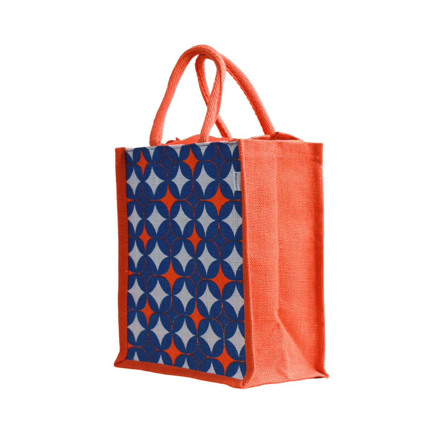Printed Jute Lunch Bag With Zipper For Men & Women With Star Design.