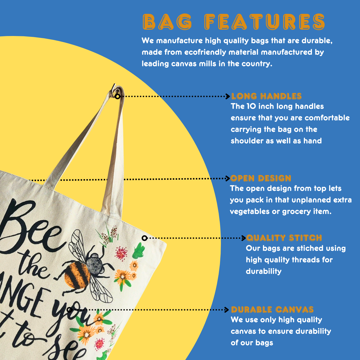 Canvas Shopping Bag - Bee