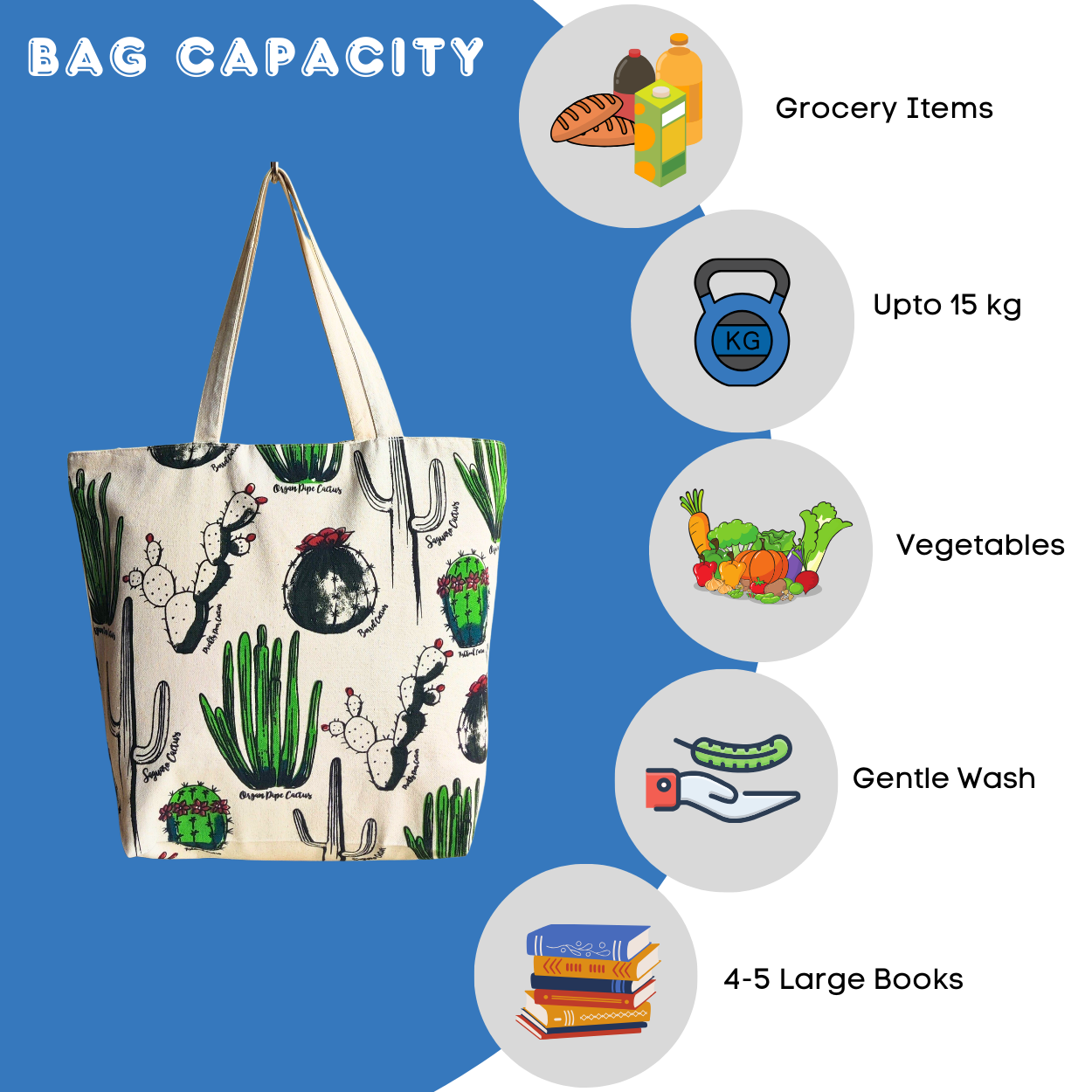 Canvas Shopping Bag - Cactus
