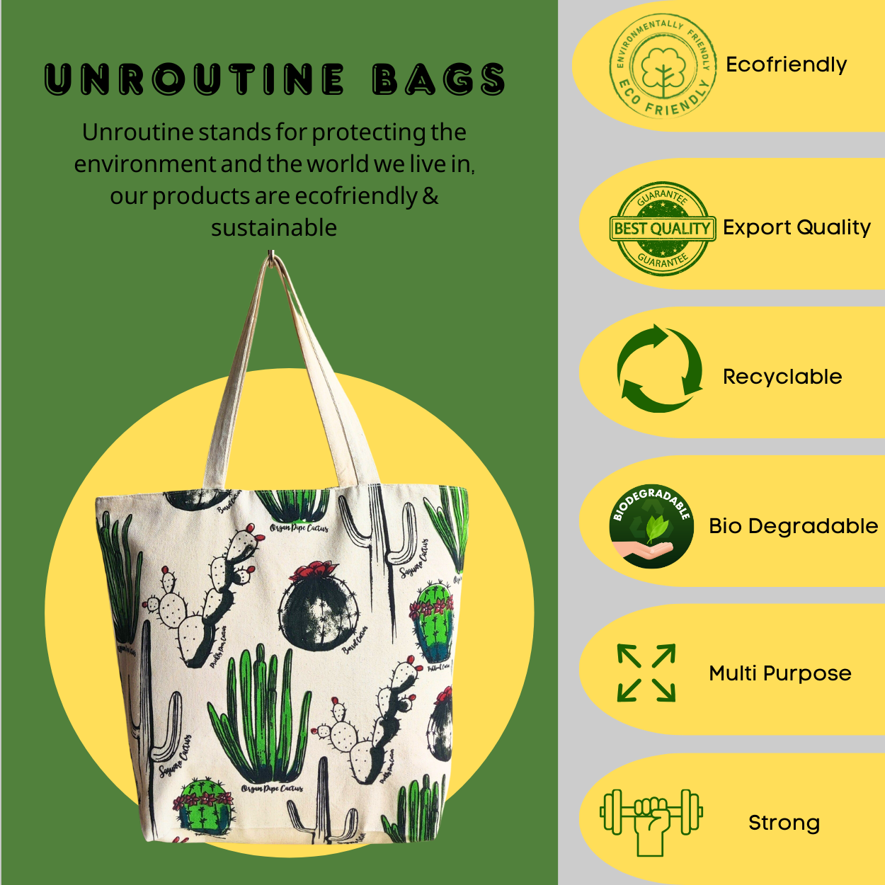 Canvas Shopping Bag - Cactus