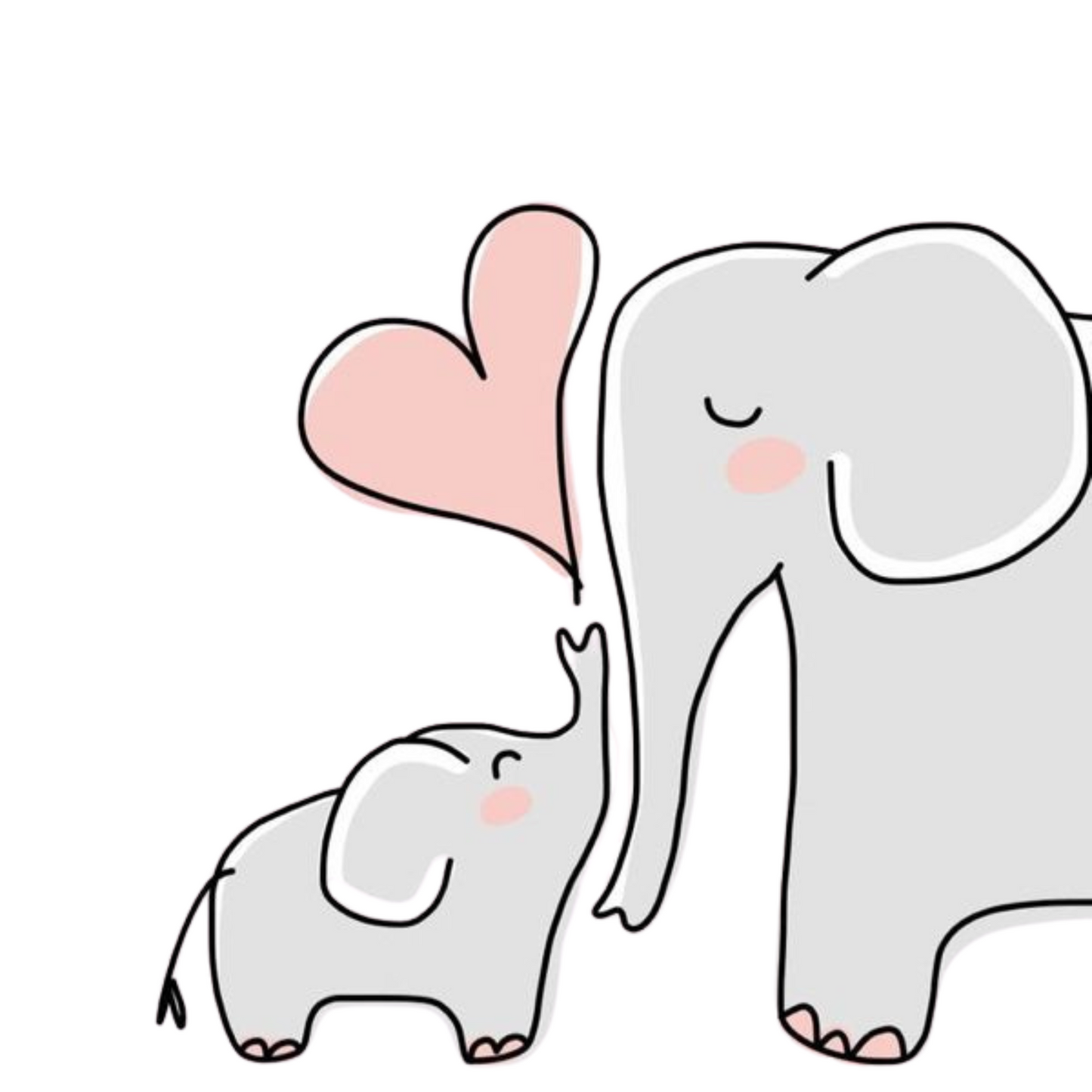 Off-White Canvas Tote Bag: Baby and Mom Elephant Print