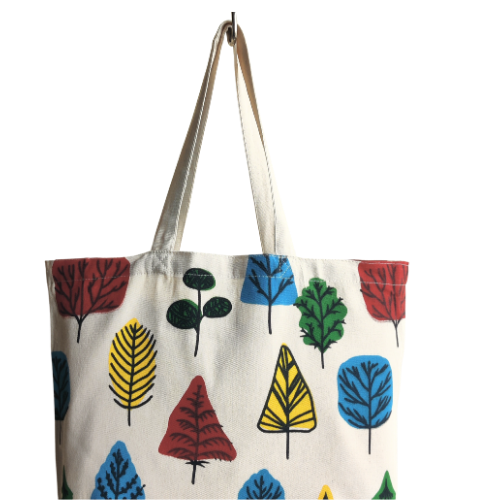 Attractive Red Houdstooth Printed Natural Body Tote Bag
