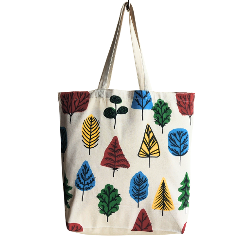 Attractive Red Houdstooth Printed Natural Body Tote Bag