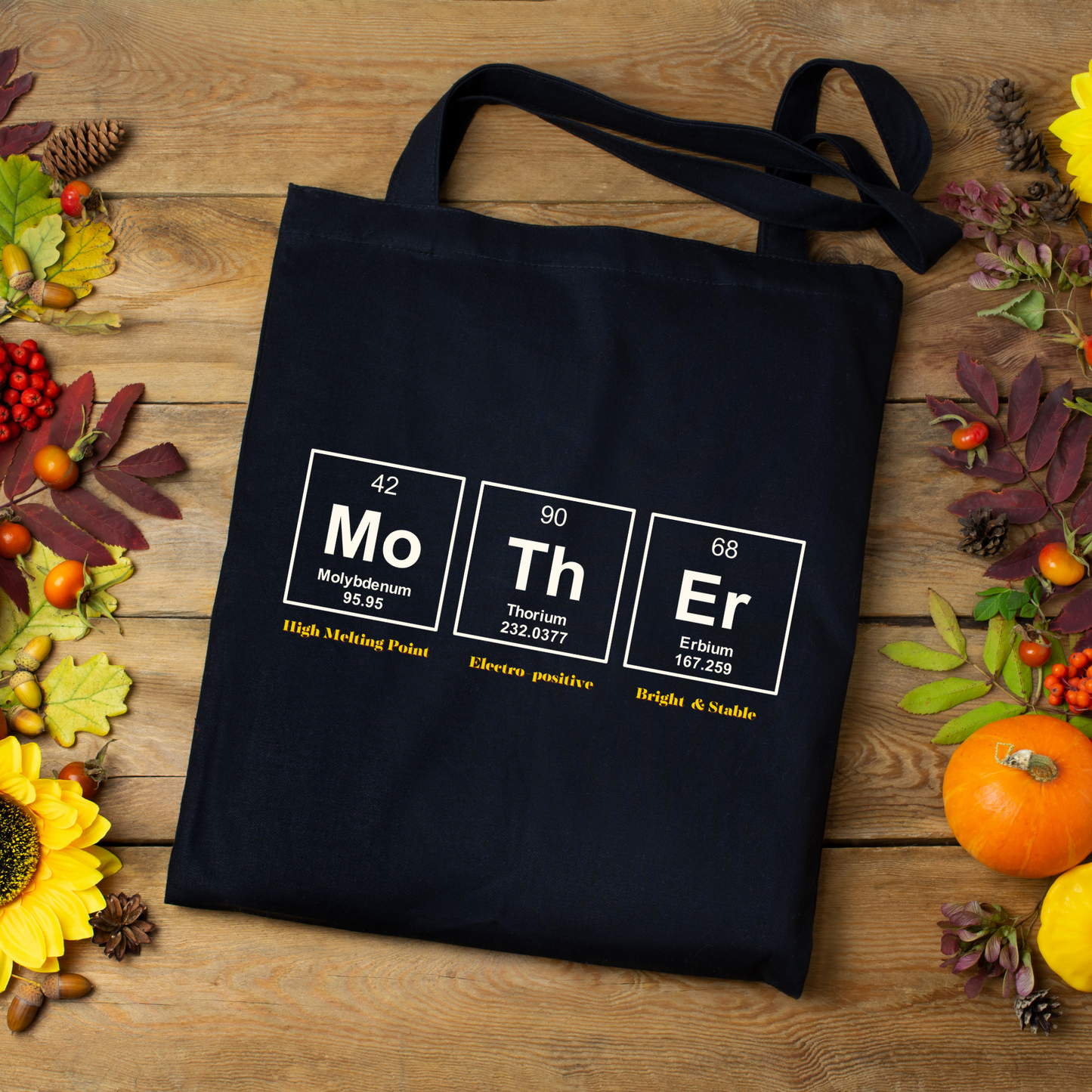 Black Canvas Tote Bag: Mom Chemistry