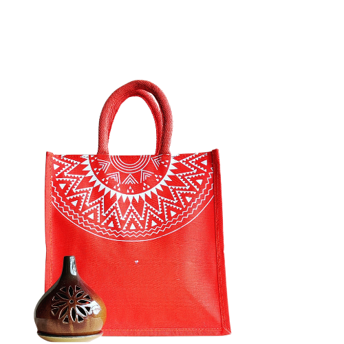 Attractive Red Houdstooth Printed Natural Body Wedding Gift Bag