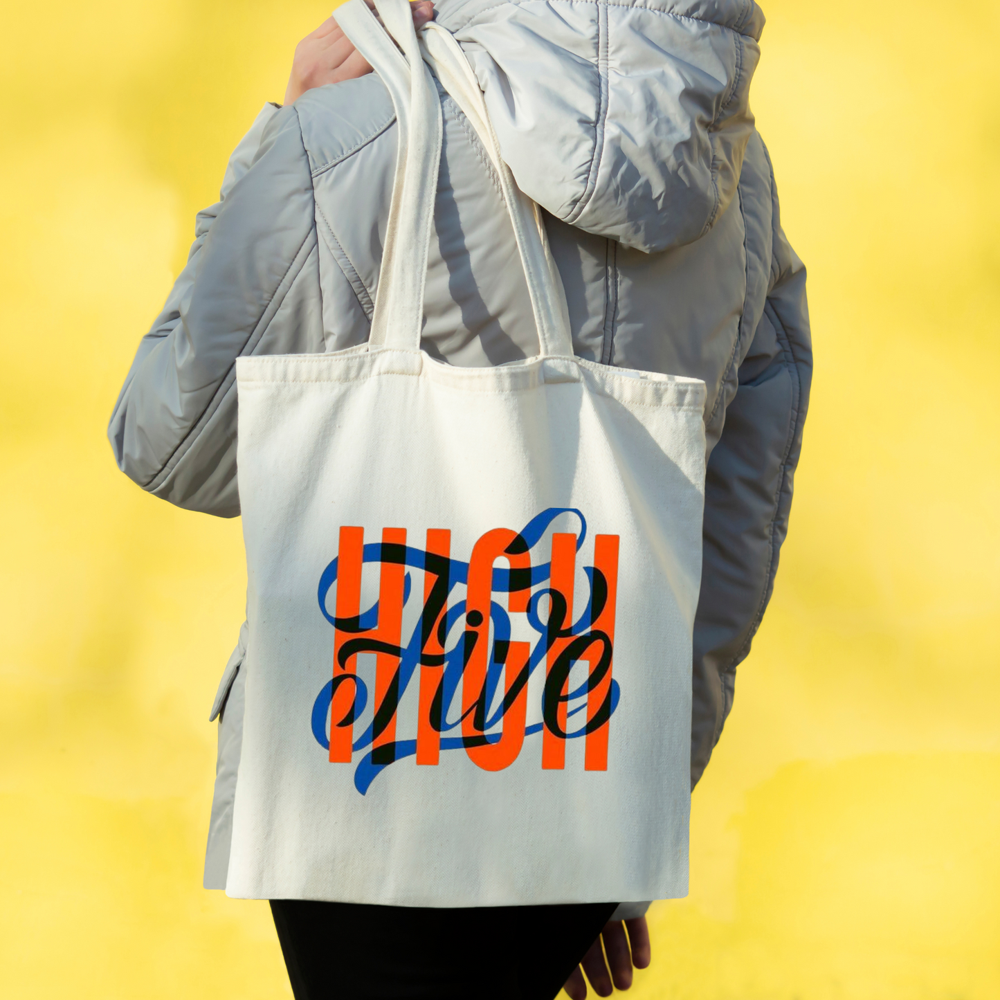 Eco-Friendly Premium Canvas Tote Bag With a Print Of Logo High-Five