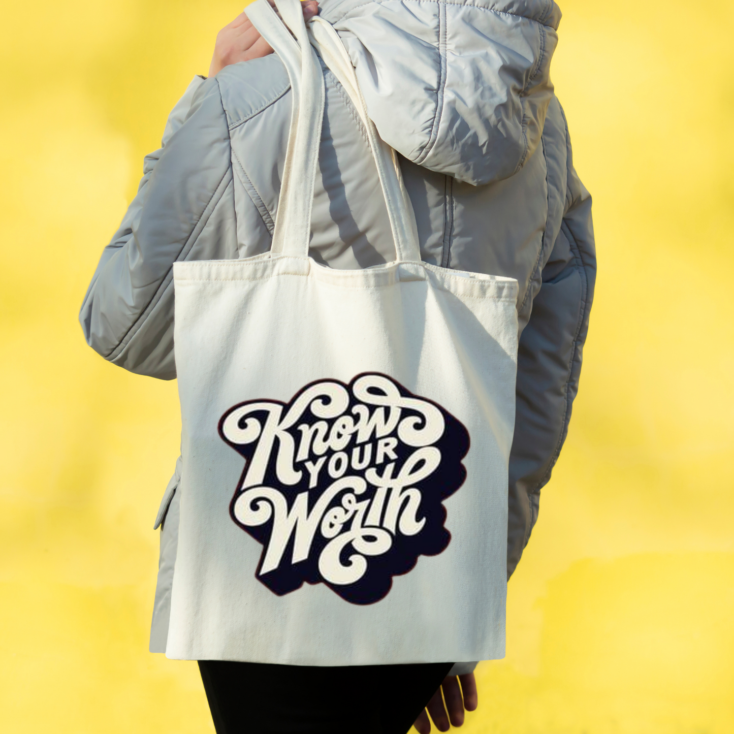 Eco-Friendly Premium Canvas Tote Bag With The Quote Know Your Worth