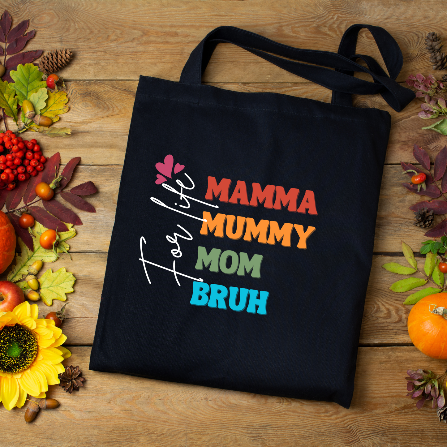 Black Canvas Tote Bag: Bruh Mom