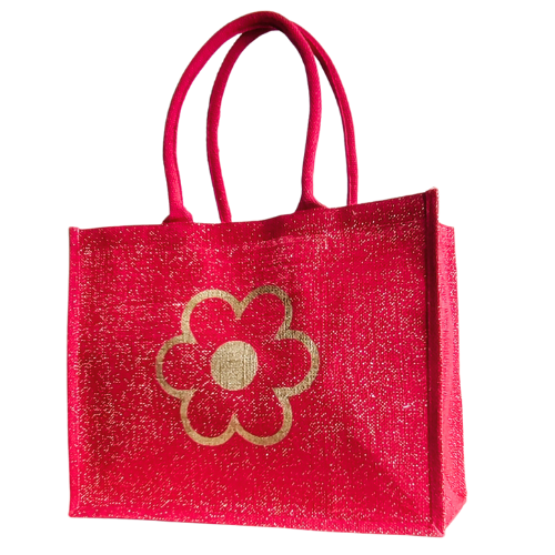 Attractive Red Houdstooth Printed Natural Body Lunch Bag