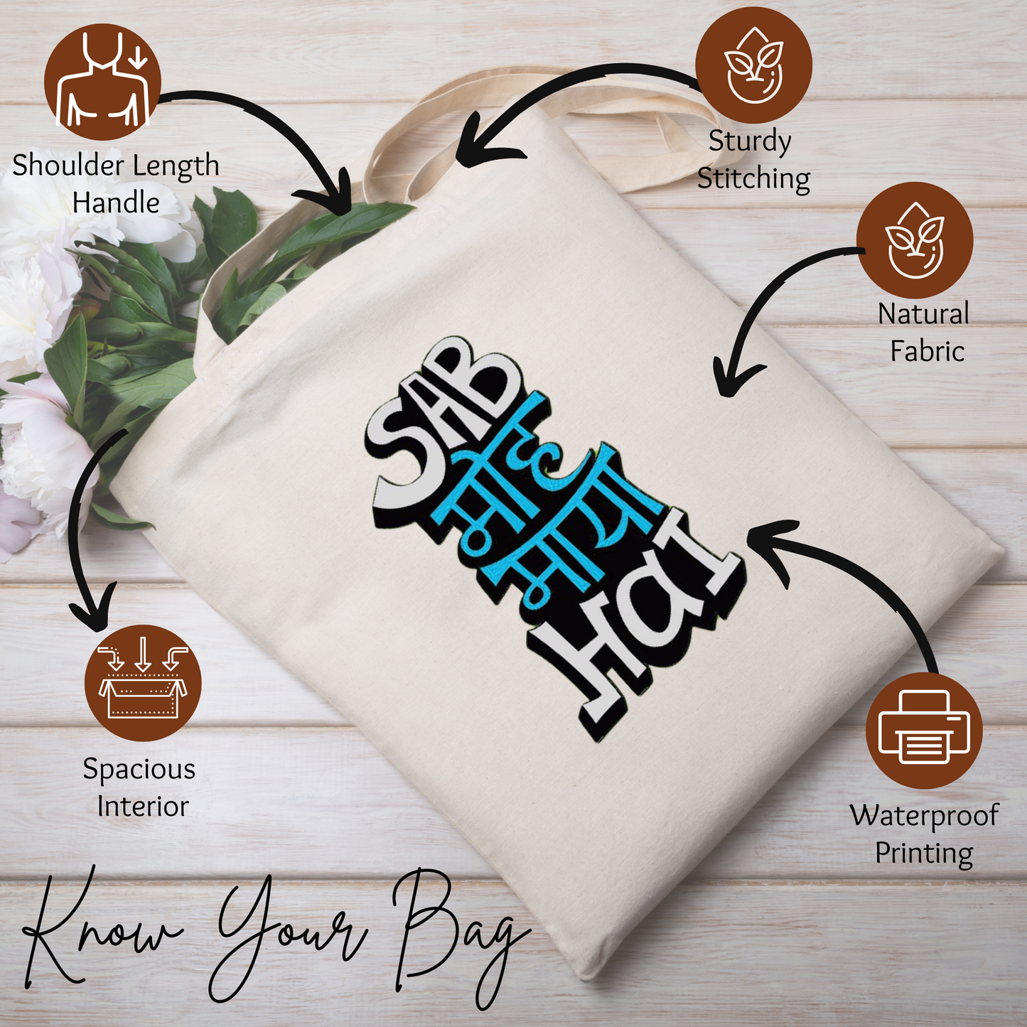 Eco-Friendly Premium Canvas Tote Bag With Print Of Sab Moh Maya Hai