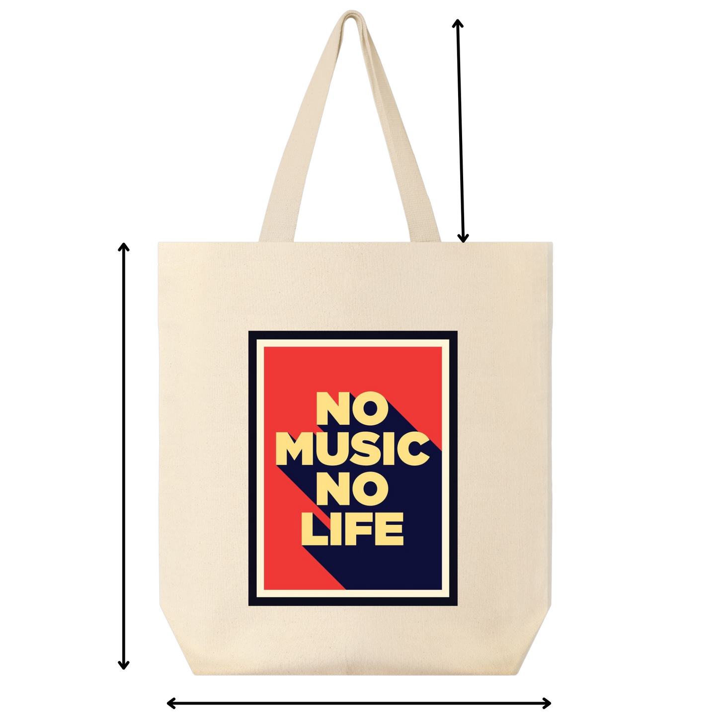 Eco-Friendly Premium Canvas Tote Bag With Print Of No Music No Life