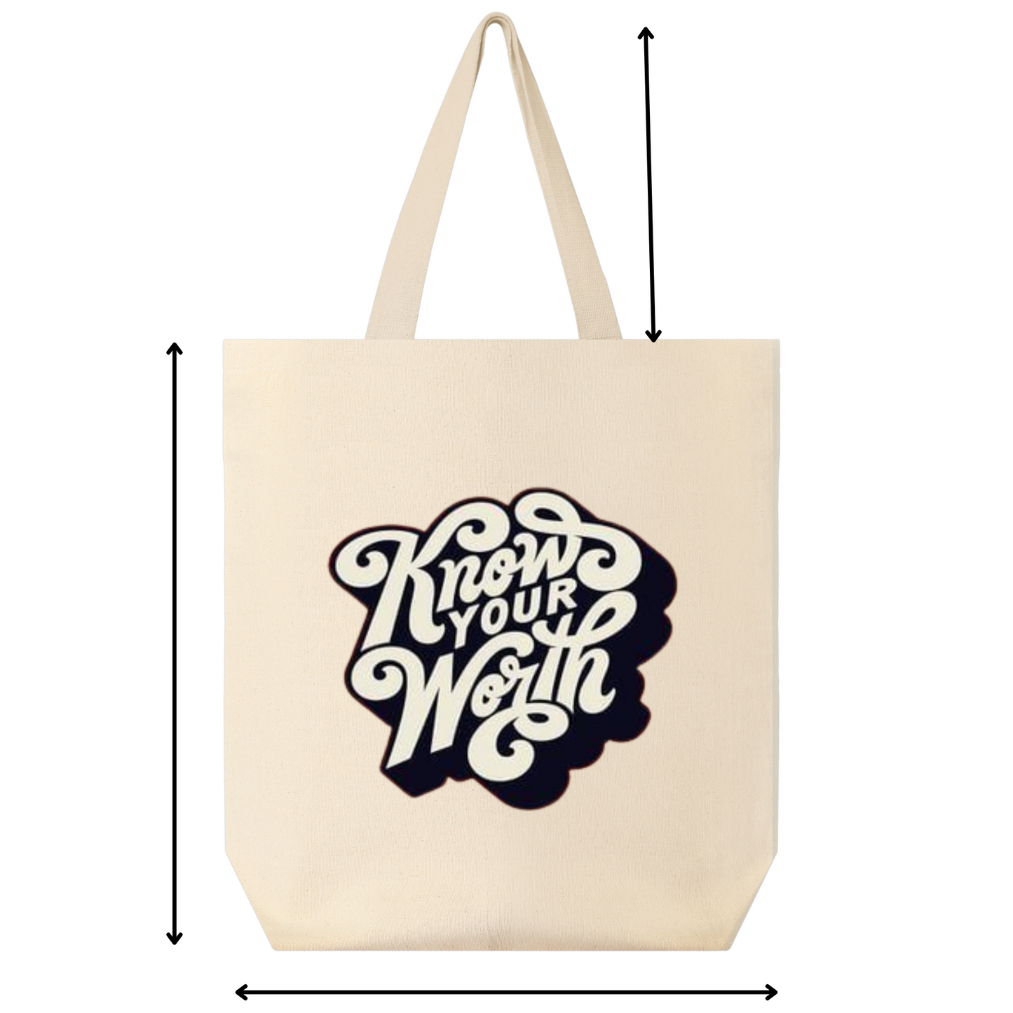 Eco-Friendly Premium Canvas Tote Bag With The Quote Know Your Worth