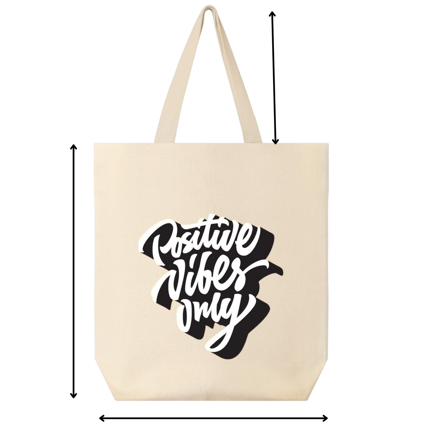 Eco-Friendly Premium Canvas Tote Bag With Print Of Positive Vibes Only