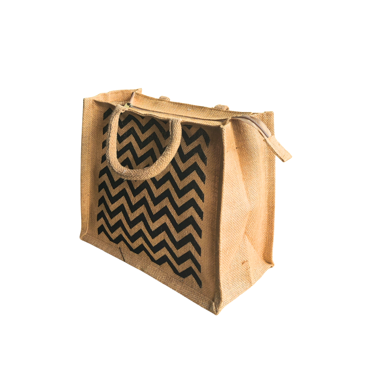 Printed Jute Regular Lunch Bag Chevron - Natural Body